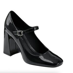 Marc Fisher Charin Block Heel Mary Jane Black Square Toe Pumps, Size 7.5M